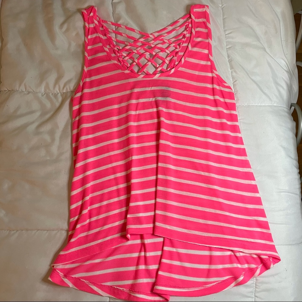 Pink and White Striped Tank Top